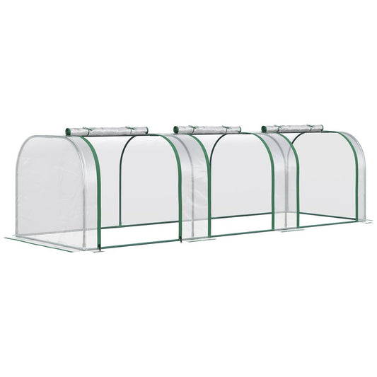 Tunnel greenhouse green grow house with steel frame garden backyard with zipped Doors