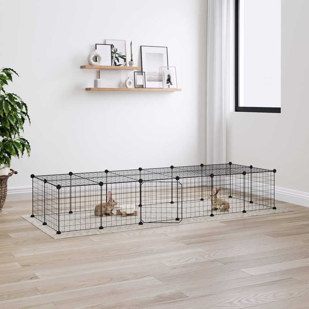 8-Panel pet cage enclosure, black 35x35 cm - steel