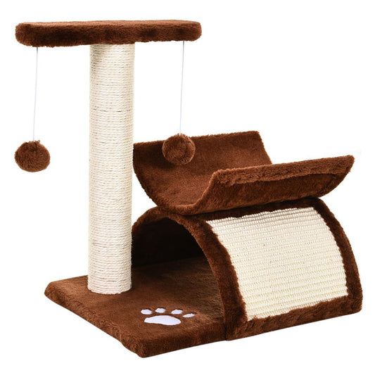 Cat Tree Plush Scratcher Kitty Activity Play Center Top Bar Tunnel Dangling Ball