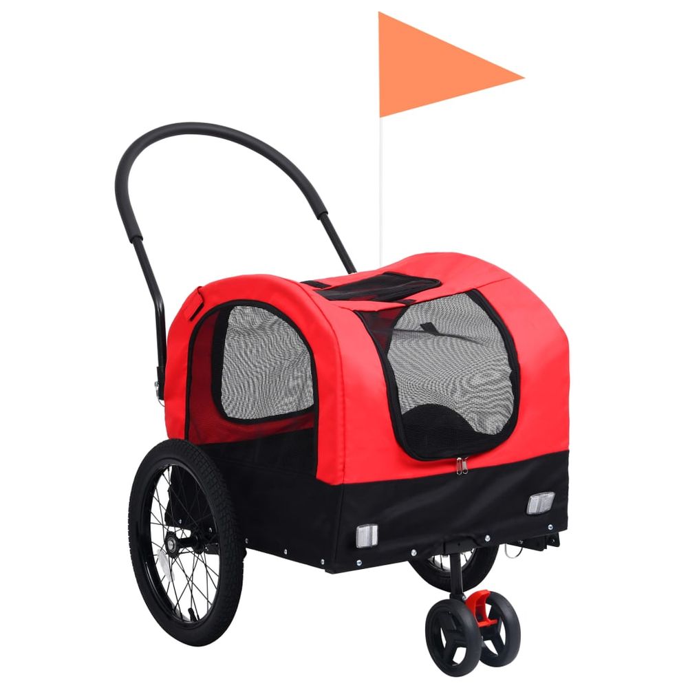 vidaXL 2-in-1 Pet Bike Trailer & Jogging Stroller Red and Black