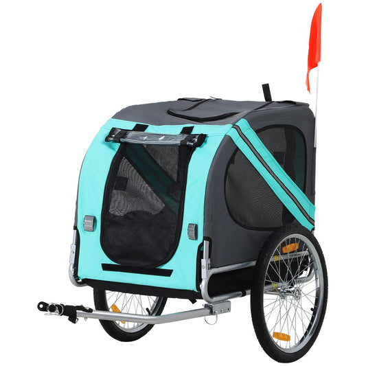 PawHut pet bike trailer for dog cat, bicyle carrier, water resistant with hitch coupler - Green