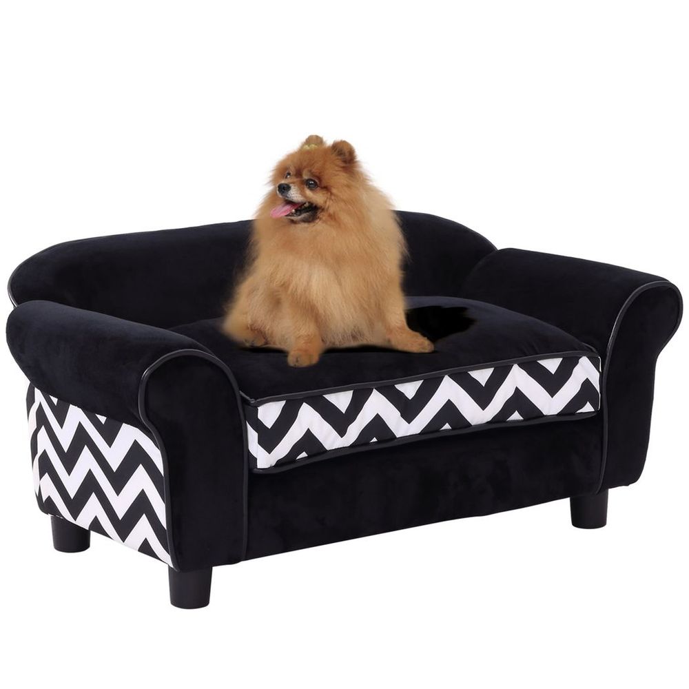 Dog Sofa cat couch sofa bed for extra small dogs with removable sponge cushion - Black XS