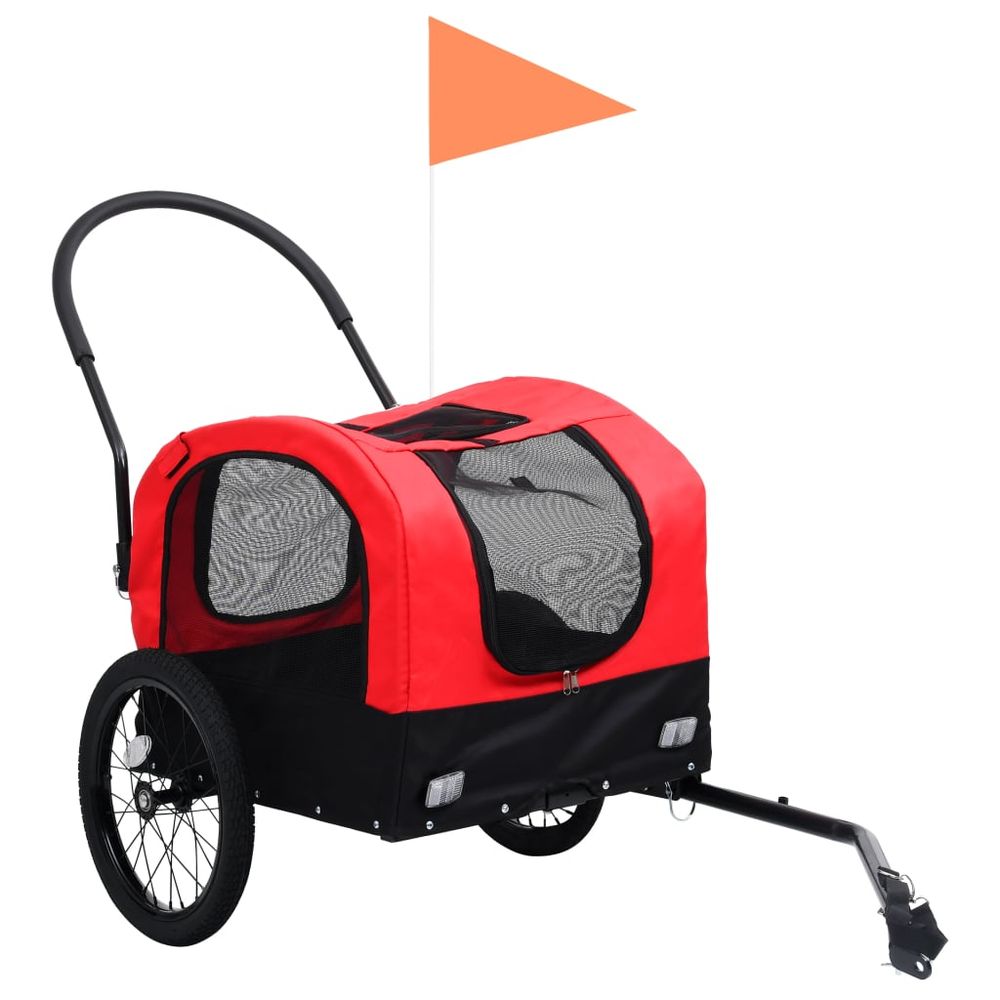 vidaXL 2-in-1 Pet Bike Trailer & Jogging Stroller Red and Black