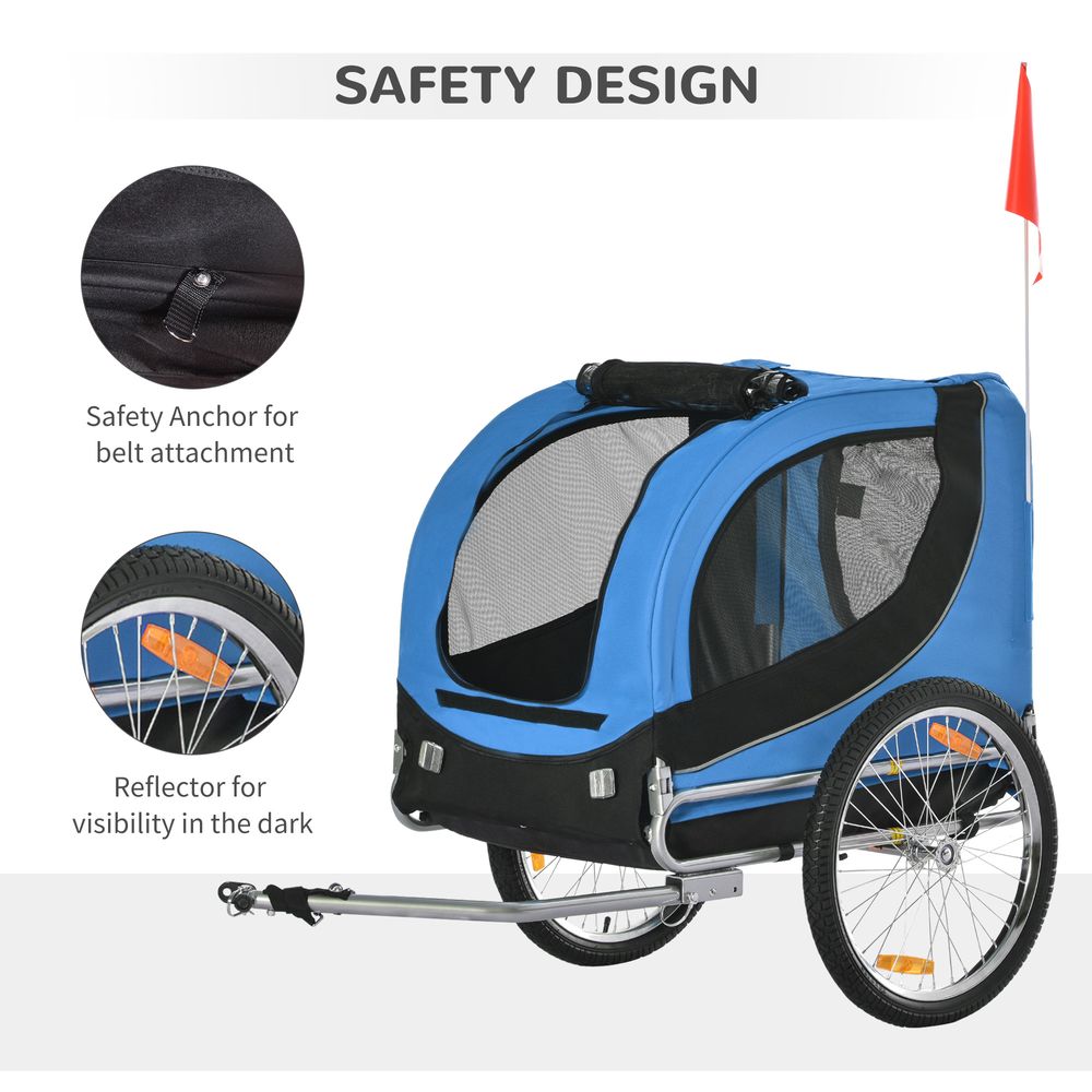 Dog cat bike trailer carrier (small to medium pets up to 20Kg) - Black and blue
