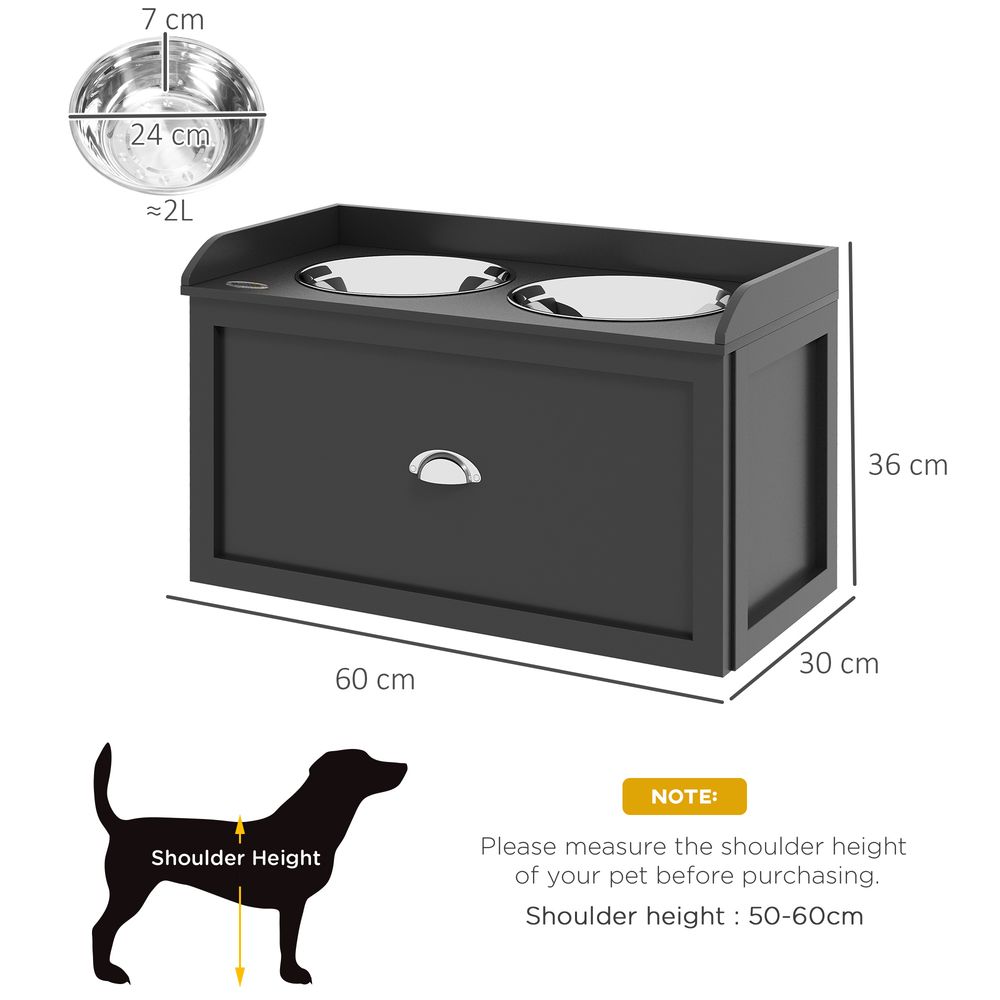 PawHut stainless steel raised dog bowls with 21 litre storage drawer - for large dogs