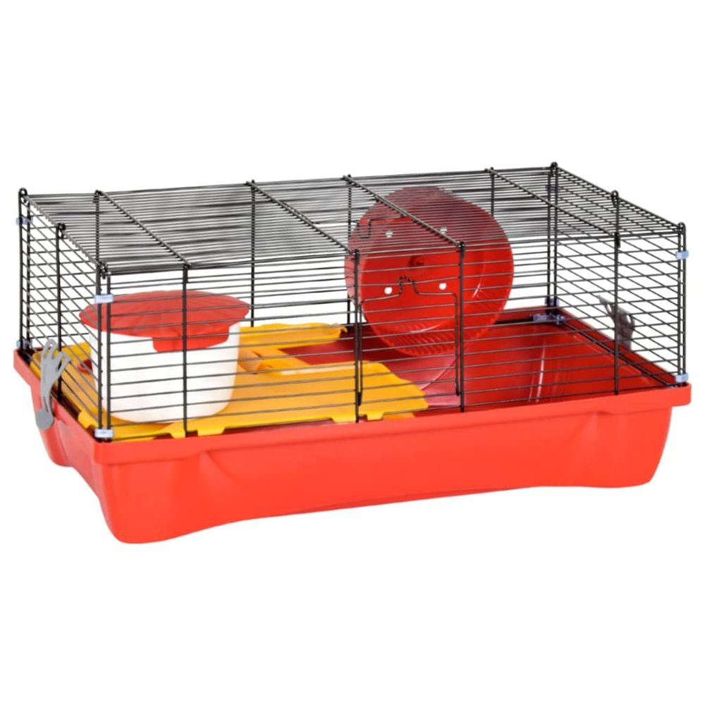 Hamster cage - red 58x32x36 cm polypropylene and metal