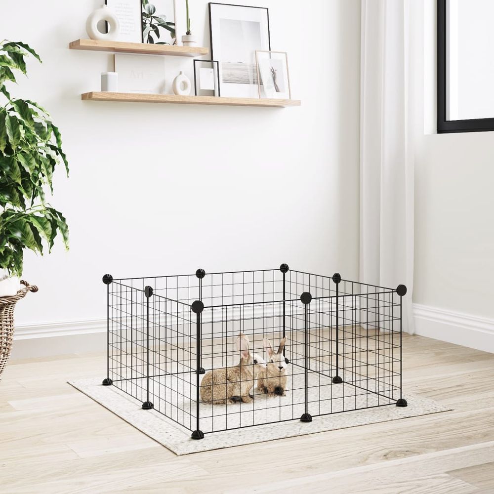 20-Panel pet cage enclosure with door black 35x35 cm - steel