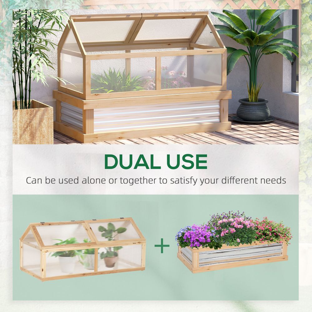 Raised Garden Bed with Greenhouse Top, 122x 61 x 81.7cm, Natural Kit