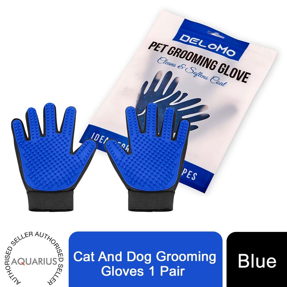 Cat and dog grooming gloves 1 Pair - Blue