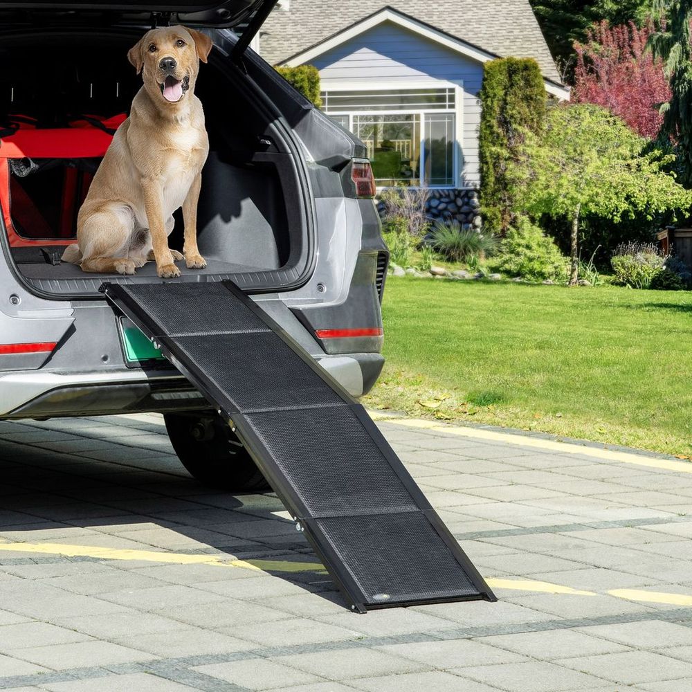 PawHut portable pet car folding dog ramp for XL dogs with non-slip surface,