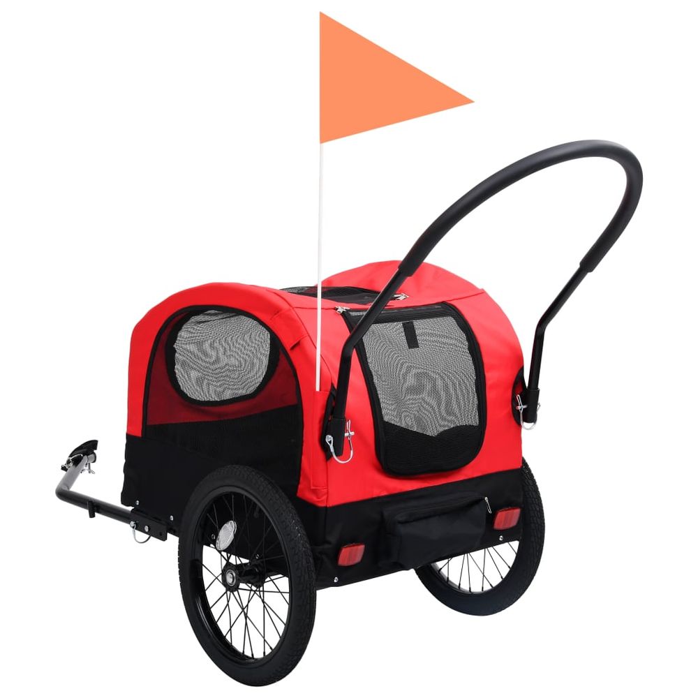 vidaXL 2-in-1 Pet Bike Trailer & Jogging Stroller Red and Black