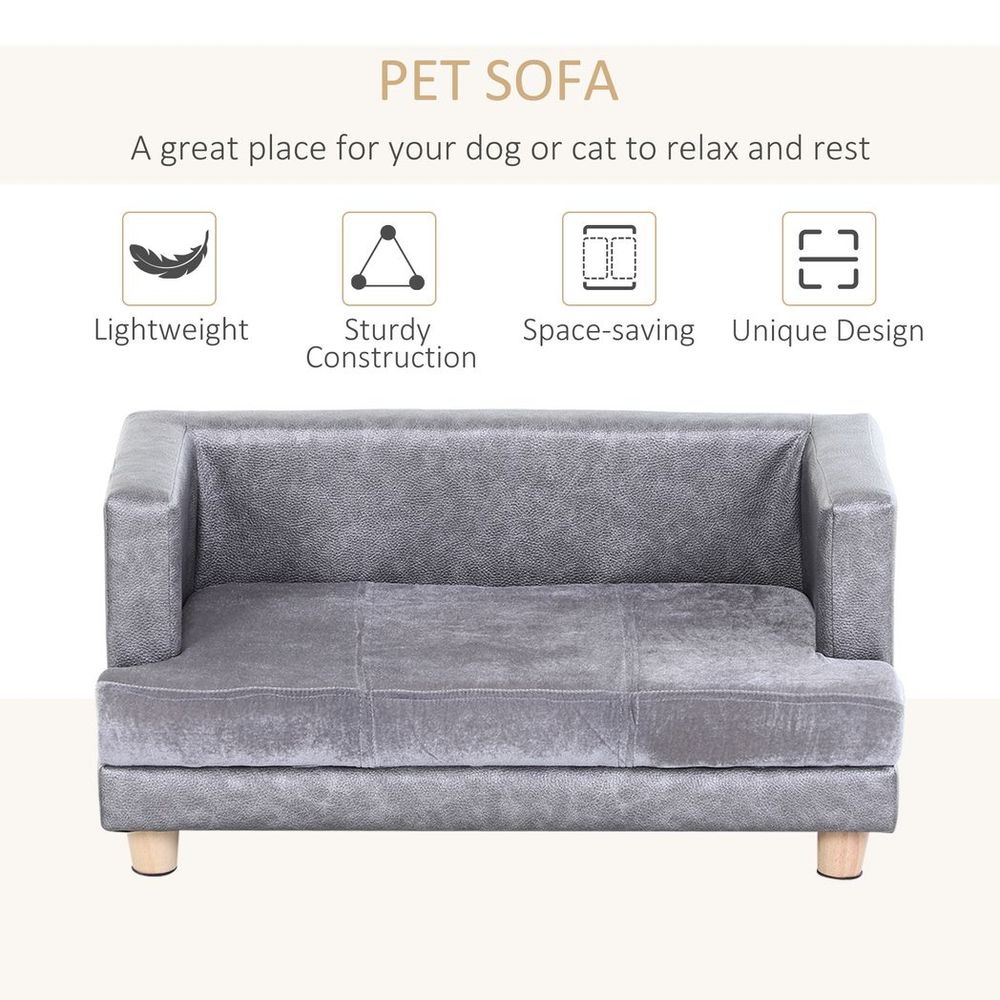 Dog Sofa bed couch for kitten puppy small dog couch lounge soft padded - Grey