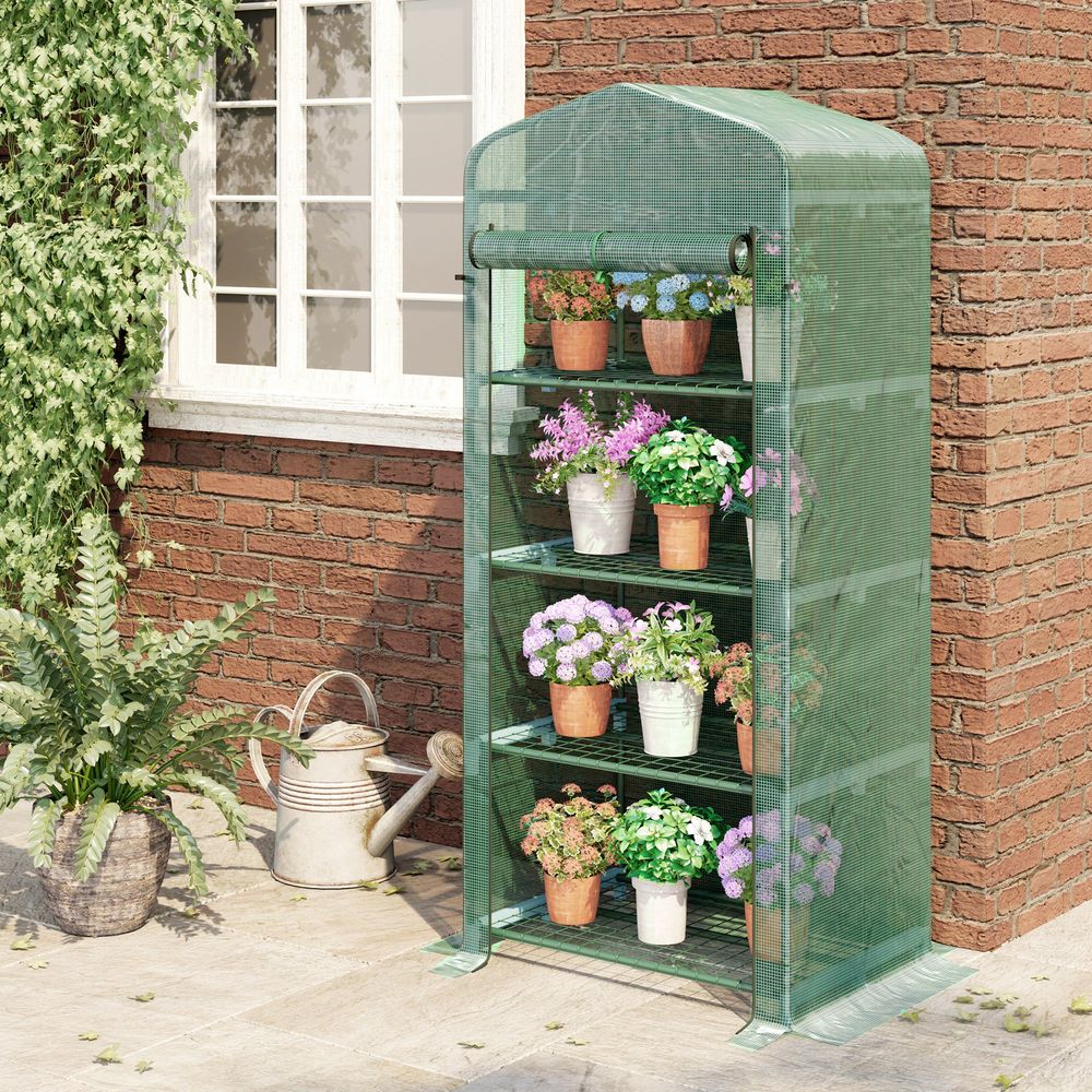 4 Tiers Mini Portable Greenhouse Plant Grow Shed Metal Frame