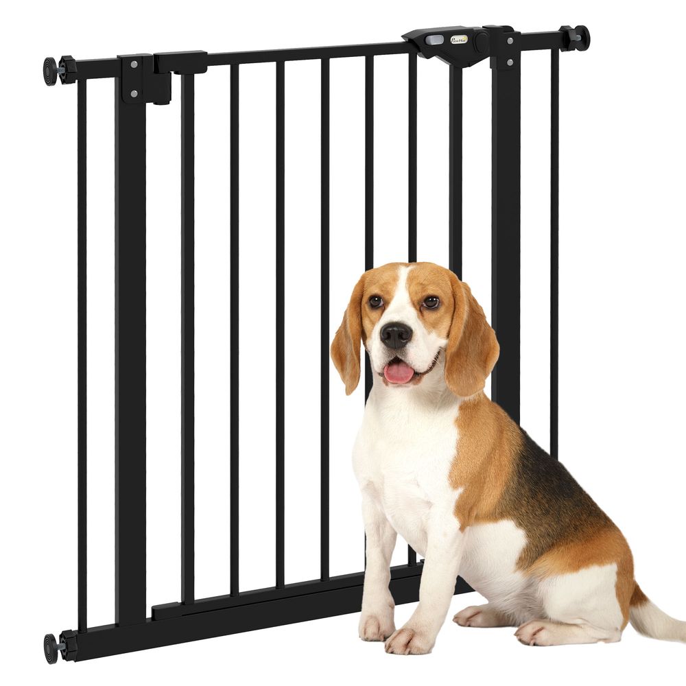 PawHut adjustable safety gate with extension and four adjustable screws - Black