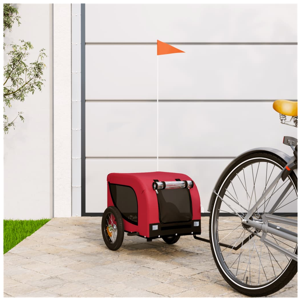 vida XL Dog bike trailer - red and black oxford fabric and iron