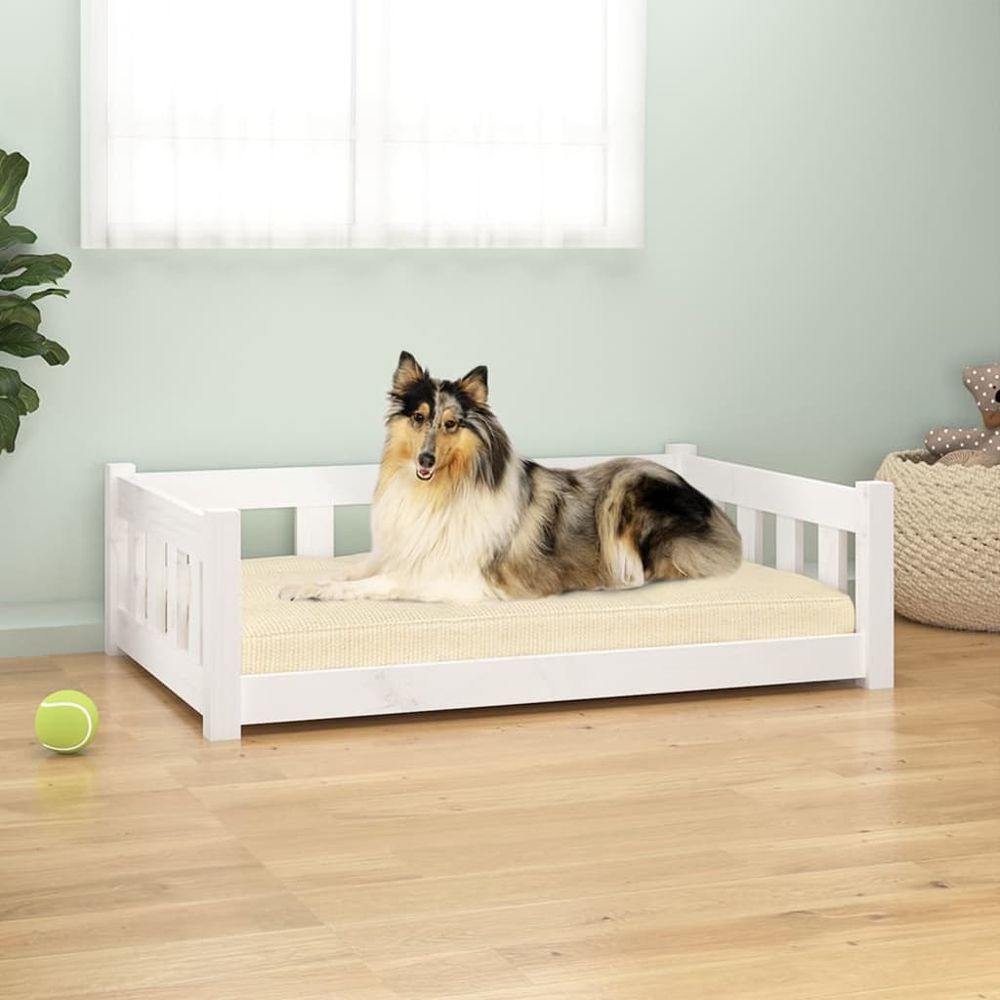 vidaXL dog bed white 95.5 x 65.5 x 28 cm solid wood pine