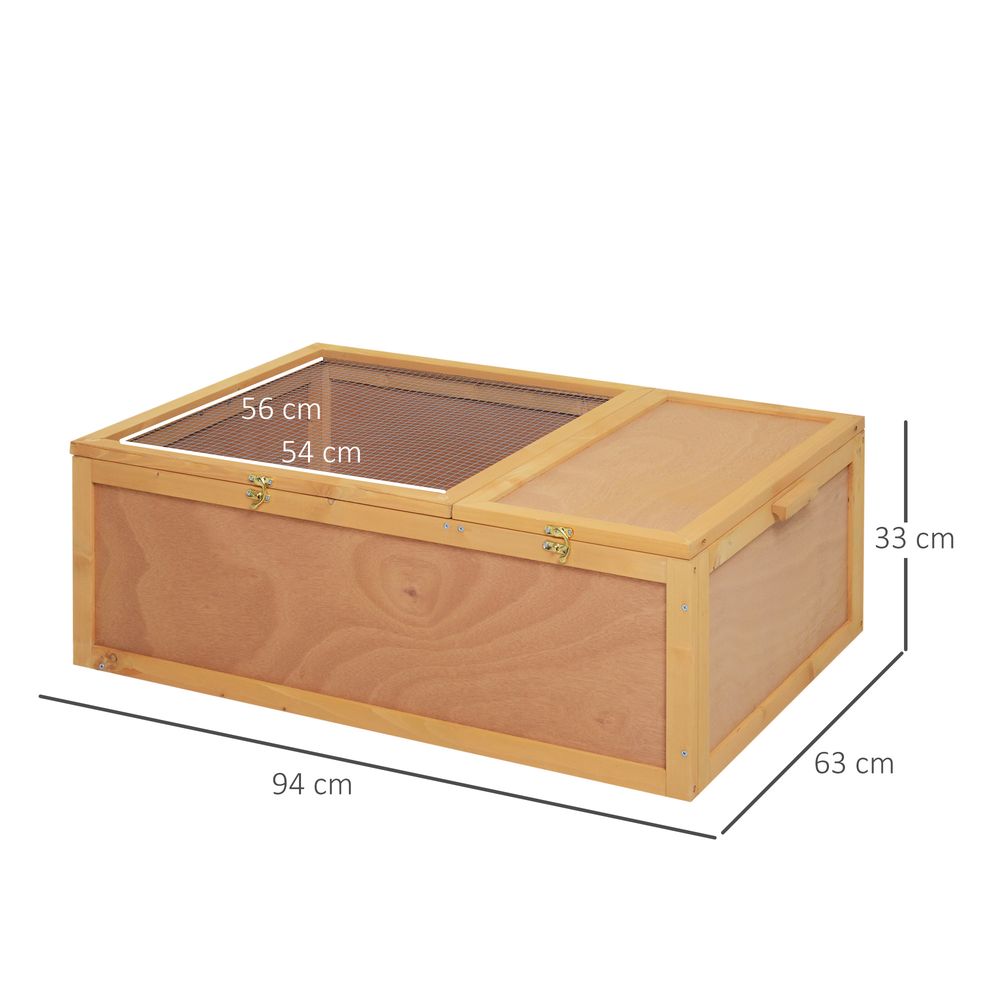 PawHut 94 cm wooden tortoise house habitat for small reptile cage - Yellow
