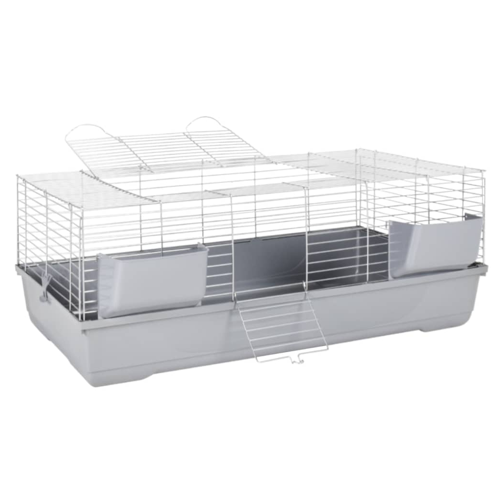 Small animal cage grey 118x59x46 cm polypropylene and metal