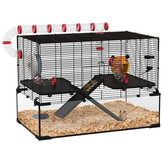 PawHut  hamster cage with tunnels, tubes, ramps, platforms, hut, 78.5 x 48.5 x 57cm