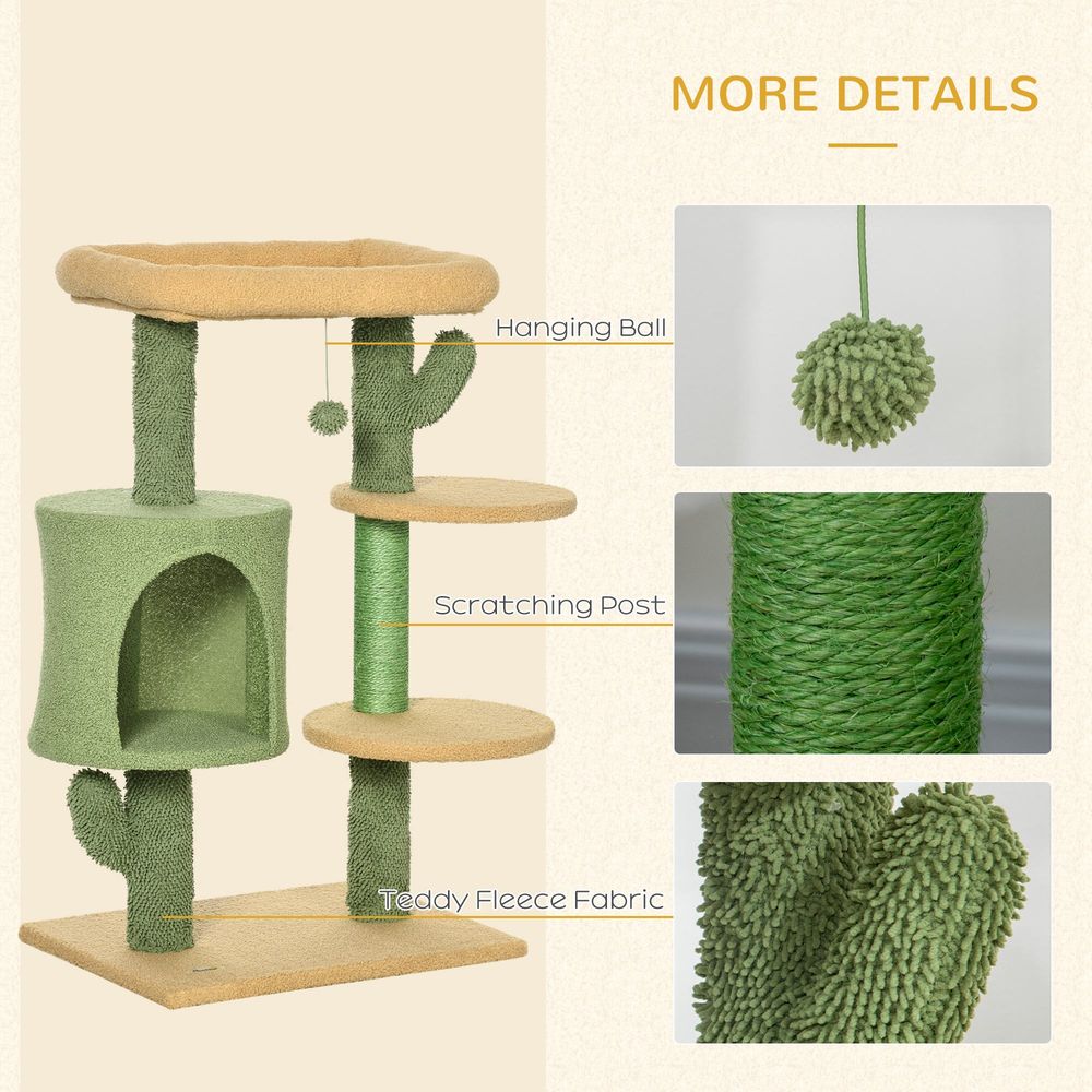 PawHut: Multi-level cat tree with scratching posts and house bed - Green