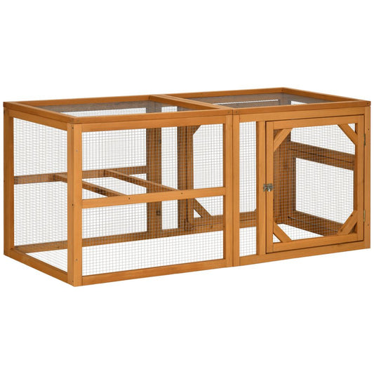 PawHut wooden chicken coop with perches, doors for 2-4 chickens