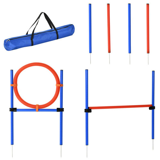 Pet agility training set, play kit for dogs - jump, hoop, poles, tunnel, obedience equipment