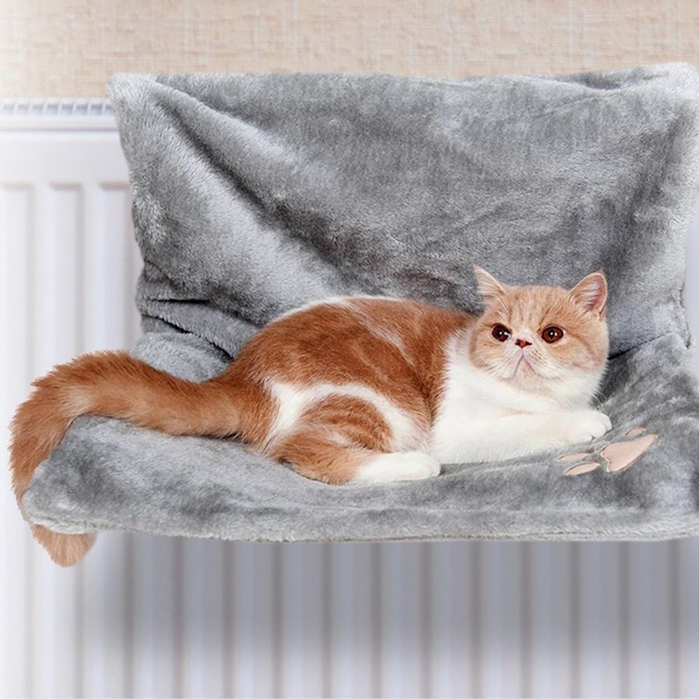 Luxury pet cat, kitten radiator bed, washable - soft plush folding hammock