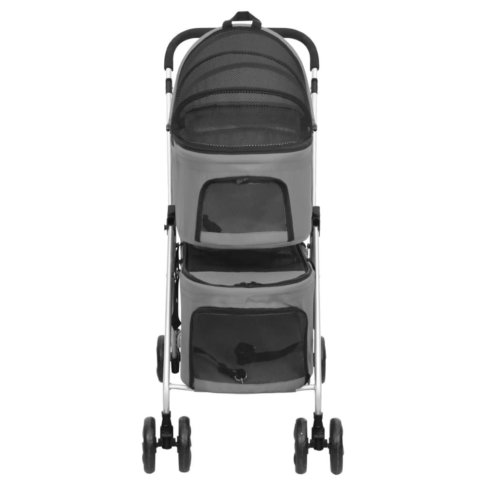 vidaXL 2-Layers Folding Dog Stroller Grey 83x48x97 cm Oxford Fabric