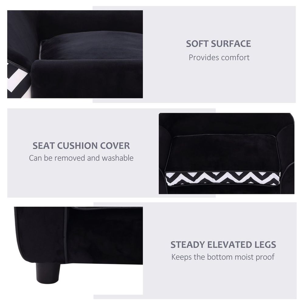 Dog Sofa cat couch sofa bed for extra small dogs with removable sponge cushion - Black XS