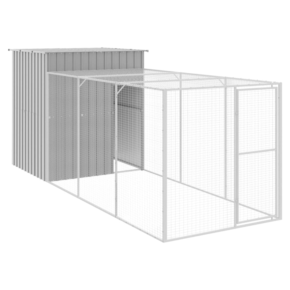 vidaXL Chicken cage with run - light grey 165x455x181 cm galvanised steel