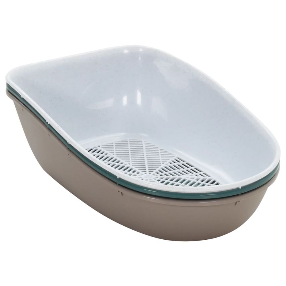 Cat litter tray brown and white 59 x 39 x 22 cm