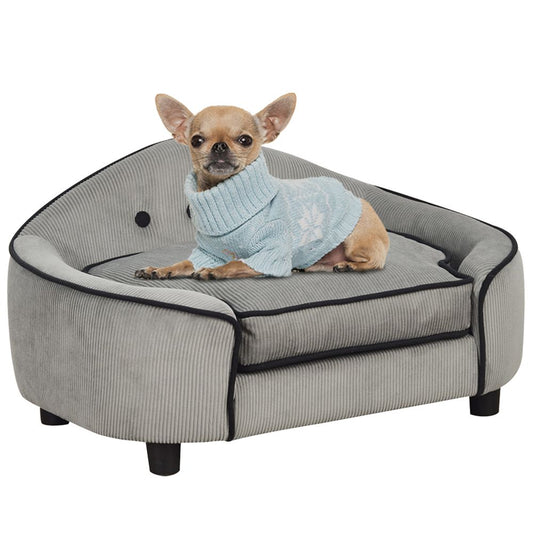 Dog Sofa bed pet chair with sponge padded cushion for XS and S size dogs - Grey (small, extra small)