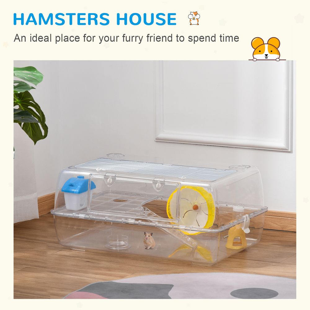 PawHut portable 2 storey hamster cage with running wheel, drinker feeding bowl