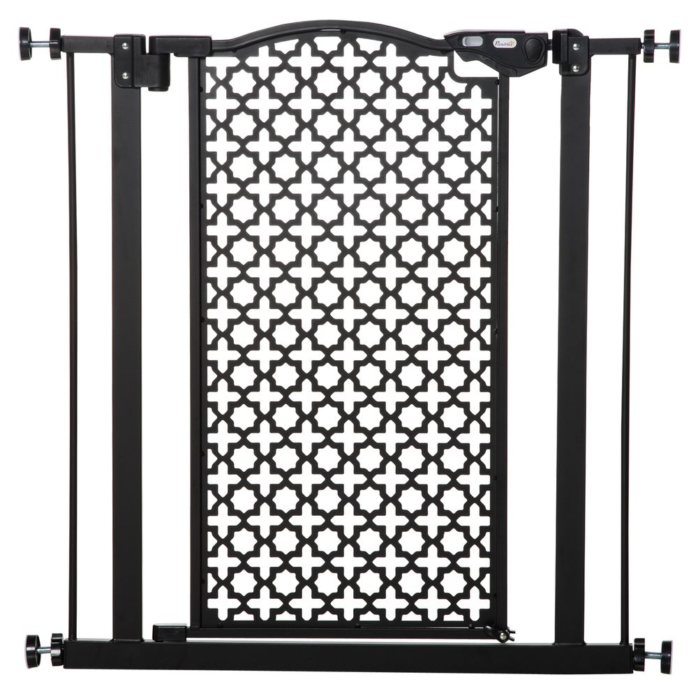 74-80 cm Pet safety gate stair pressure fit with auto-close, double locking - Black