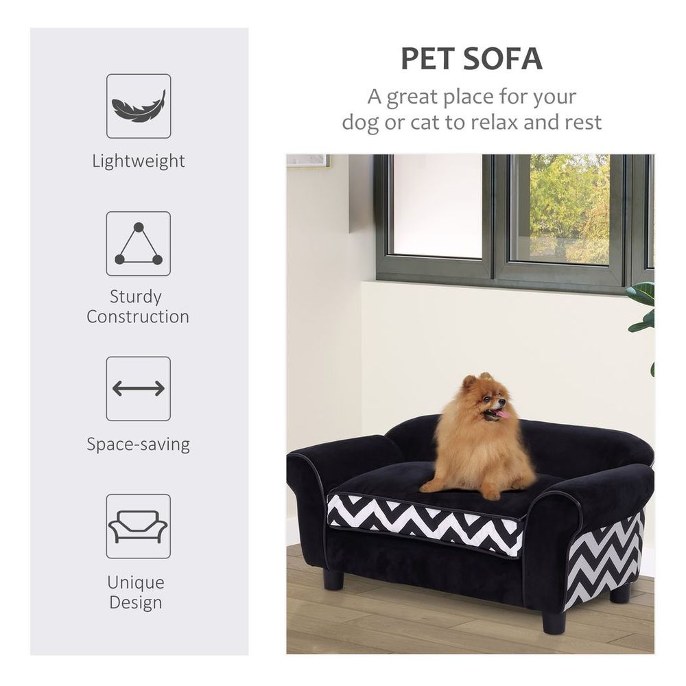 Dog Sofa cat couch sofa bed for extra small dogs with removable sponge cushion - Black XS