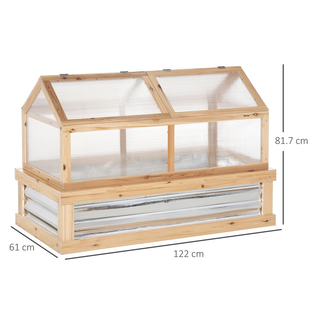 Raised Garden Bed with Greenhouse Top, 122x 61 x 81.7cm, Natural Kit
