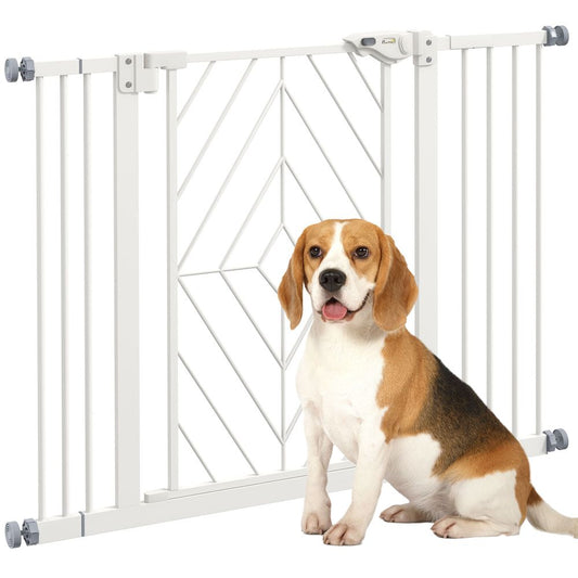 PawHut pressure fit safety gate with auto closing door, double locking, 74-100cm openings