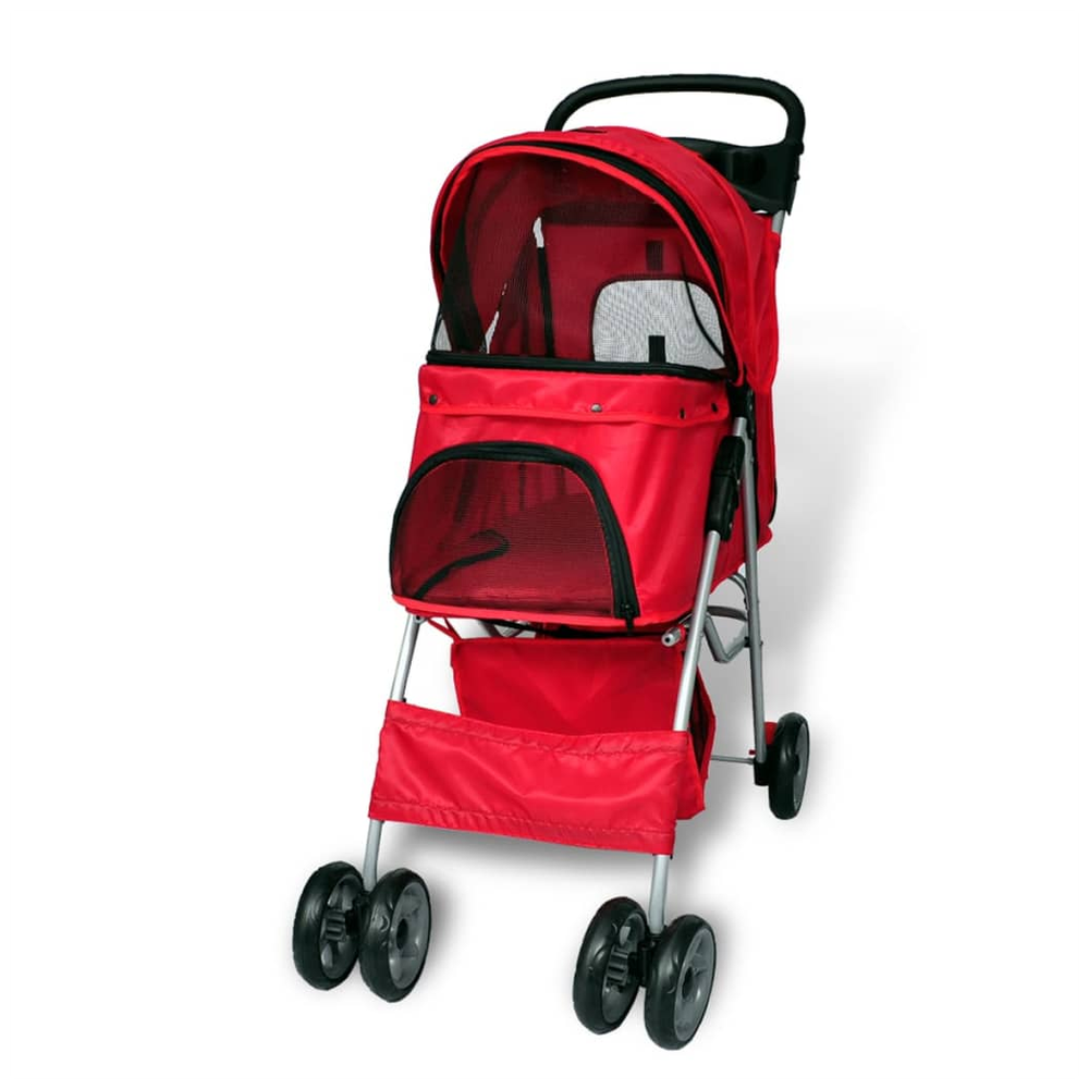 vidaXL Folding Pet Stroller Dog/Cat Travel Carrier Red