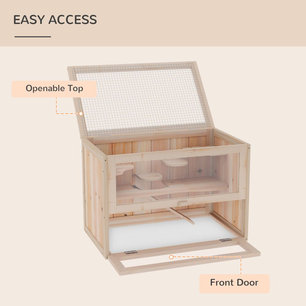 Wooden cage for hamster, mice, rodents, small animals hutch - 2 Levels 60x35x42cm