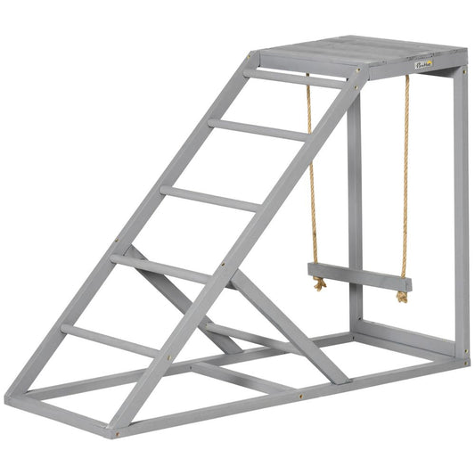 PawHut Chicken coop toy with swing, ladder and platform for 2 chickens, hens - Grey