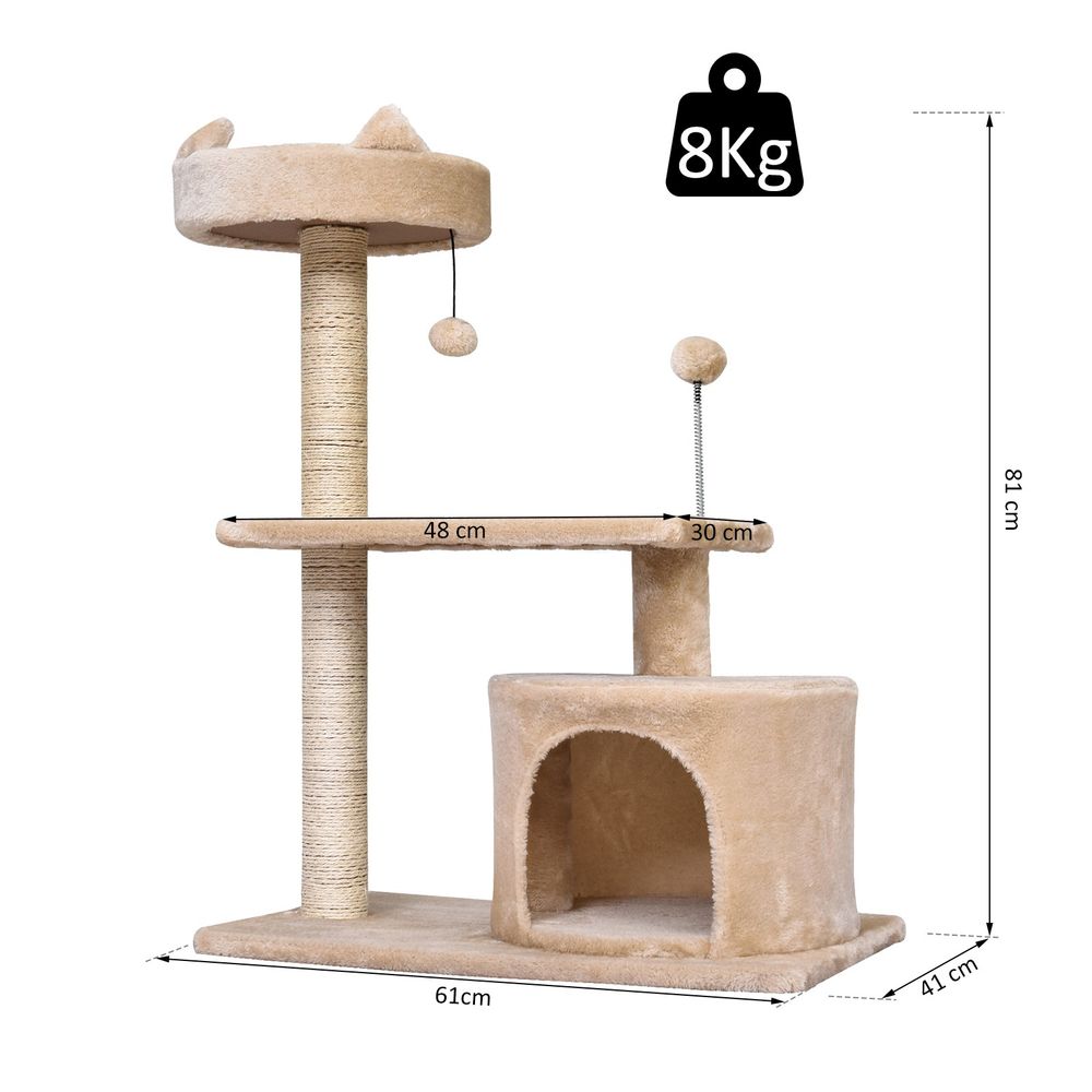 81cm Cat tree scratching post tower for kitten large cats activity centre house