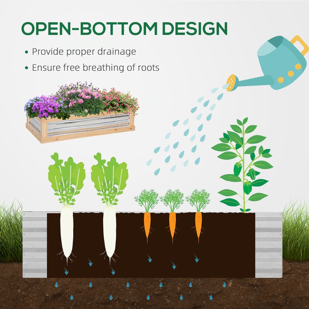 Raised Garden Bed with Greenhouse Top, 122x 61 x 81.7cm, Natural Kit