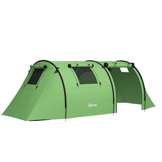 Outsunny 2 Room Camping Family Tent for 3-4 Man, 3000mm Waterproof, Green