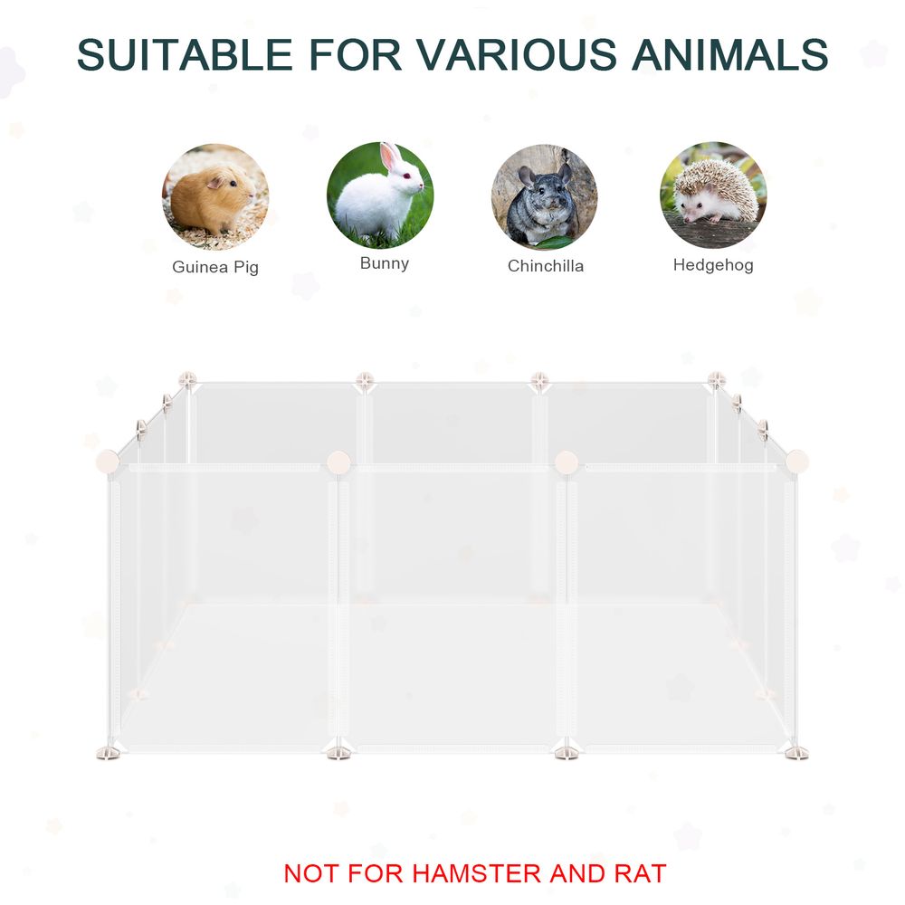PawHut pet playpen DIY small animal cage 12 panels for bunny chinchilla