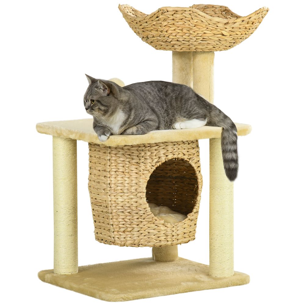 PawHut Cat tree with scratching posts, house, bed, washable cushions