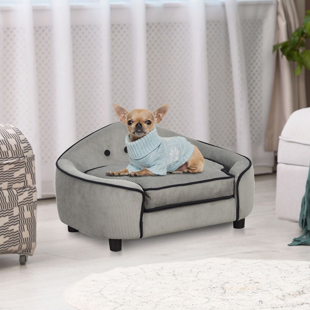 Dog Sofa bed pet chair with sponge padded cushion for XS and S size dogs - Grey (small, extra small)