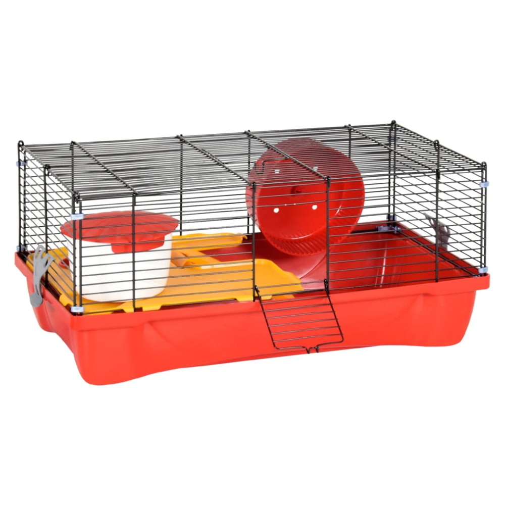 Hamster cage - red 58x32x36 cm polypropylene and metal