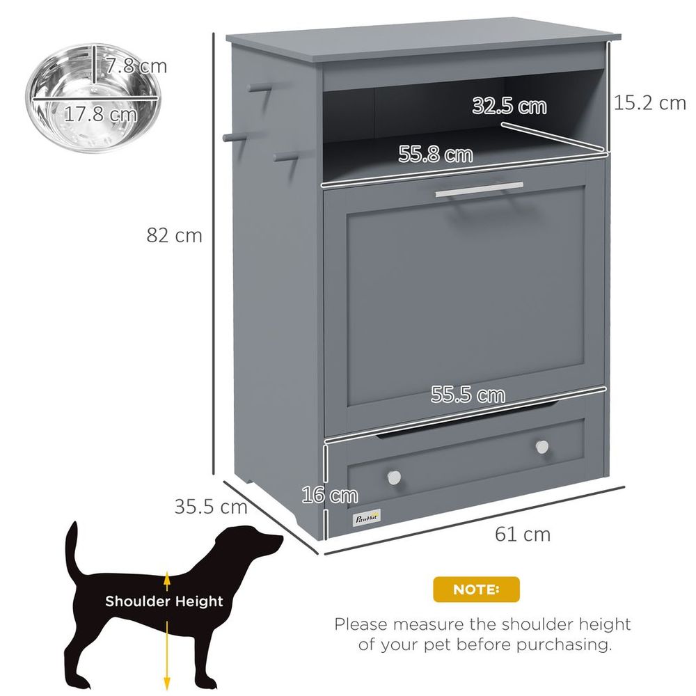 PawHut pet dog, cat feeder station food storage feeding station food cabinet