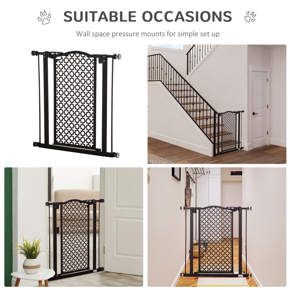 74-80 cm Pet safety gate stair pressure fit with auto-close, double locking - Black