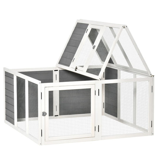 PawHut - Rabbit hutch, small animal, guinea pig house with openable roof - grey